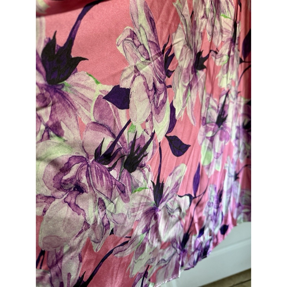 Anthropologie Pleated Midi Dress Pink Floral Tie Front Sleeveless S Coquette - Picture 15 of 15